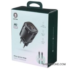 شارژر دیواری فست Green Lion مدل GL‑WC09 20W به همراه کابل آیفون